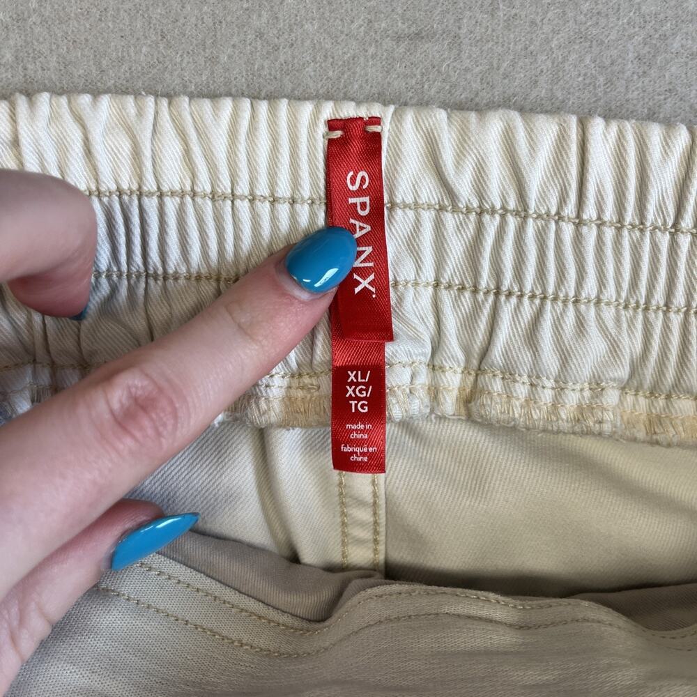 Spanx Cargo Jogger Pants Parchment Off-White Stretch Twill Womens XL - Picture 8 of 13
